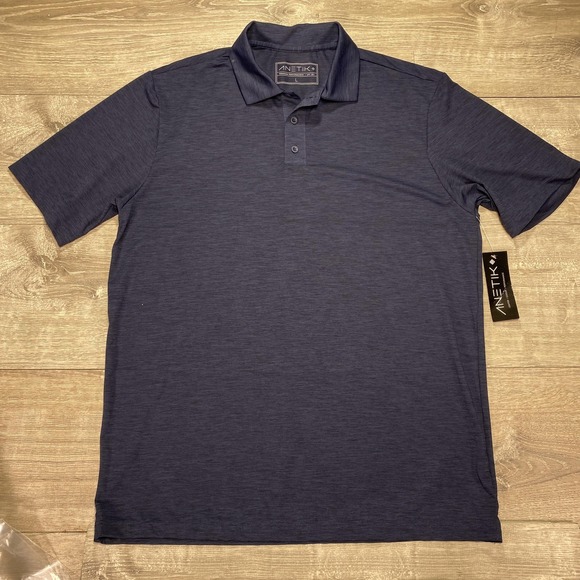 Anetik Other - Anetik Polo Shirt Mens Large Navy Heather Performance UPF 30 VINT Cooling